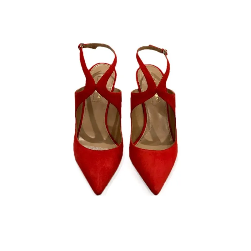 AQUAZZURA Closed Toe Slippers 8cm Women's Red-2