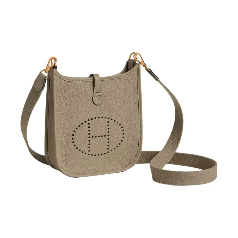 HERMES Evelyne Clemence Leather Shoulder Bag Crossbody Bag Mini Women's Malafa Beige-1
