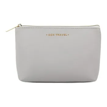 GOX Leather Toiletry Bag Shopping Bag Makeup Brush Storage Bag Makeup Bag Small Size Unisex Cloud Gray Soft Pink Black