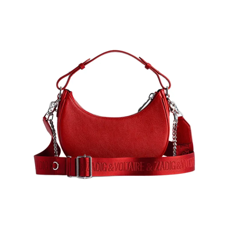 Zadig & Voltaire Grained Leather Crescent Bag Shoulder Bag Crossbody Bag Handbag Mini Women's Red-2