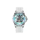 White Case Blue Dial White Rubber Strap