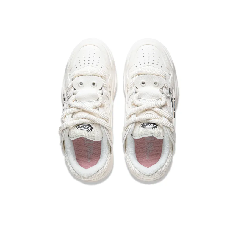 LiNing Zhi Cheng 2.0 Cushioning Breathable Height Increasing Low Top Skateboard Shoes Women's Mist White-3