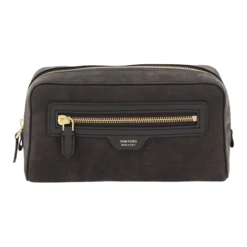 TOM FORD Calfskin Handheld Makeup Bag Men's Brown