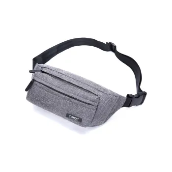 TINYAT Polyester Cell Phone Pouch Fanny Pack Crossbody Bag Medium Size Unisex Gray/Black