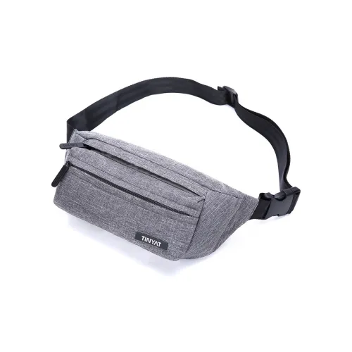 TINYAT Polyester Cell Phone Pouch Fanny Pack Crossbody Bag Medium Size Unisex Gray/Black