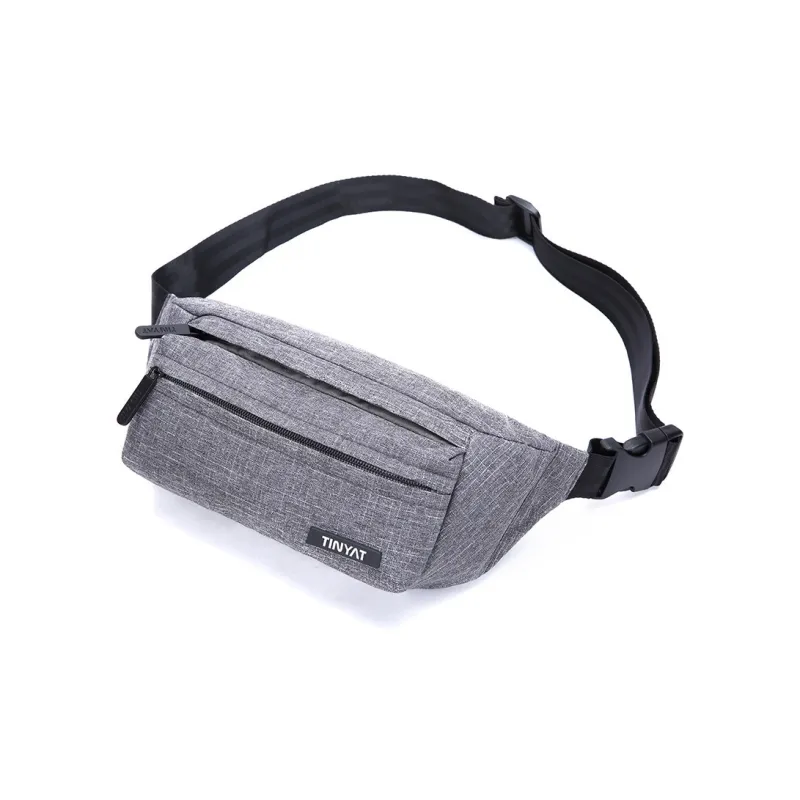 TINYAT Polyester Cell Phone Pouch Fanny Pack Crossbody Bag Medium Size Unisex Gray/Black-0