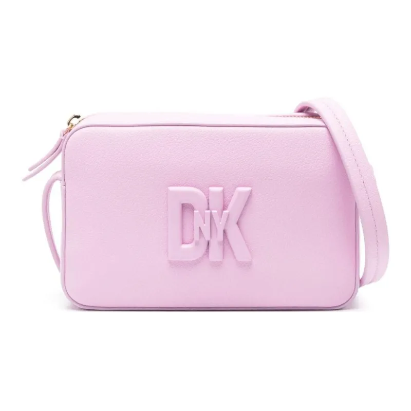 DKNY Leather Shoulder Bag Crossbody Bag Small Size Women's Pink-0