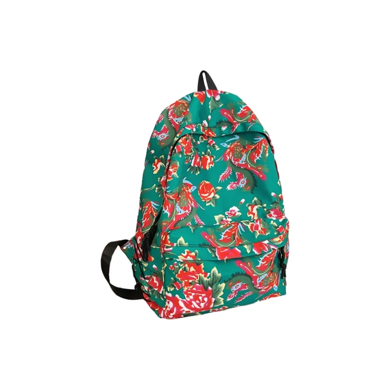 UNITE STAR Nylon Versatile Students Large Capacity Campus Backpack Regular Unisex Red/Black/Green-5