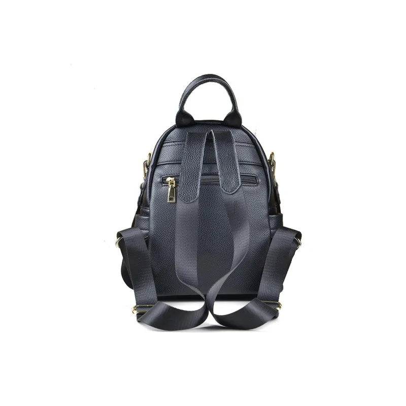 VANDEE Cow Leather Backpack Shoulder Bag Medium Size Women's Black-2