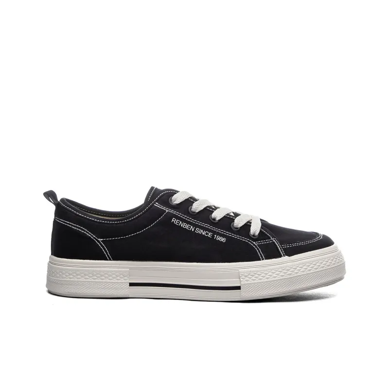 RENBEN Anti-Slip Wear-Resistant Breathable Lightweight Low-Top Canvas Shoes Unisex Black-1