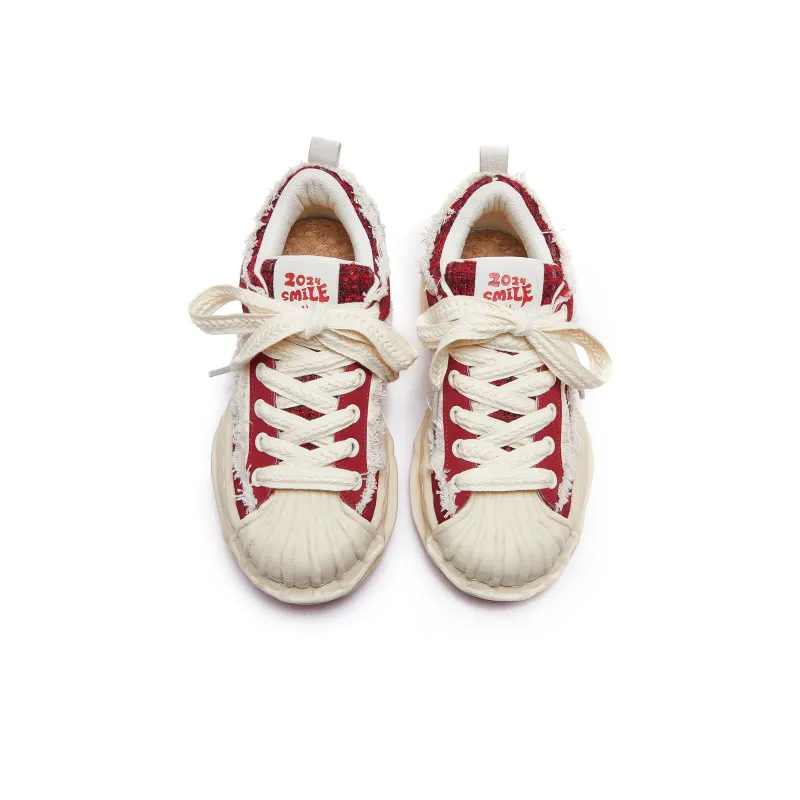 MQMS Skateboard Shoes Unisex Low Top Red-3