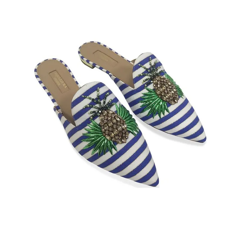 AQUAZZURA Wrap-toe Slippers Women's Blue White Green-2
