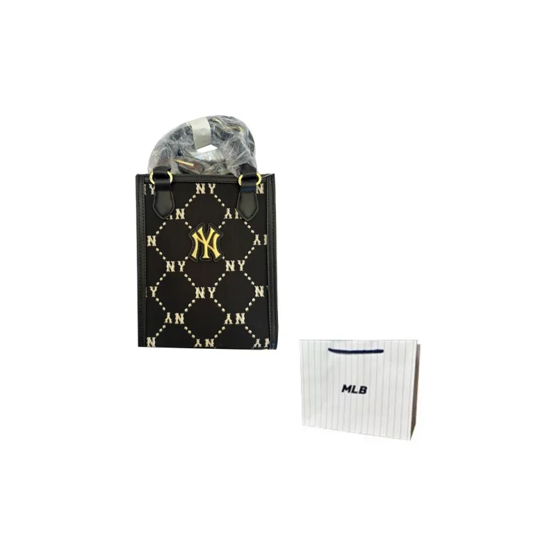 MLB PVC Tote Bag Shopping Bag Shoulder Bag Crossbody Bag Handbag Mini Unisex Black Gold-5