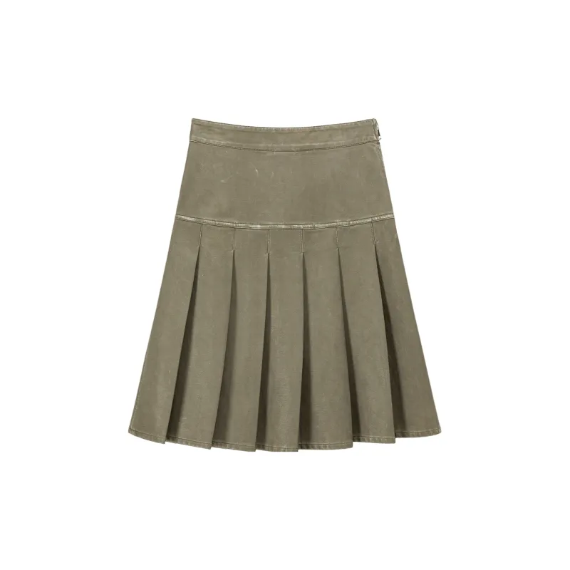 CHUU Casual Short Skirts Women's Gray Green-1