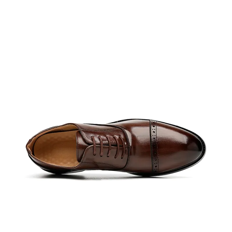GZZ Dress Shoes Men Low Top Black/Brown-16