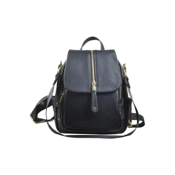 VANDEE Cow Leather Backpack Shoulder Bags Medium Size Women's Black