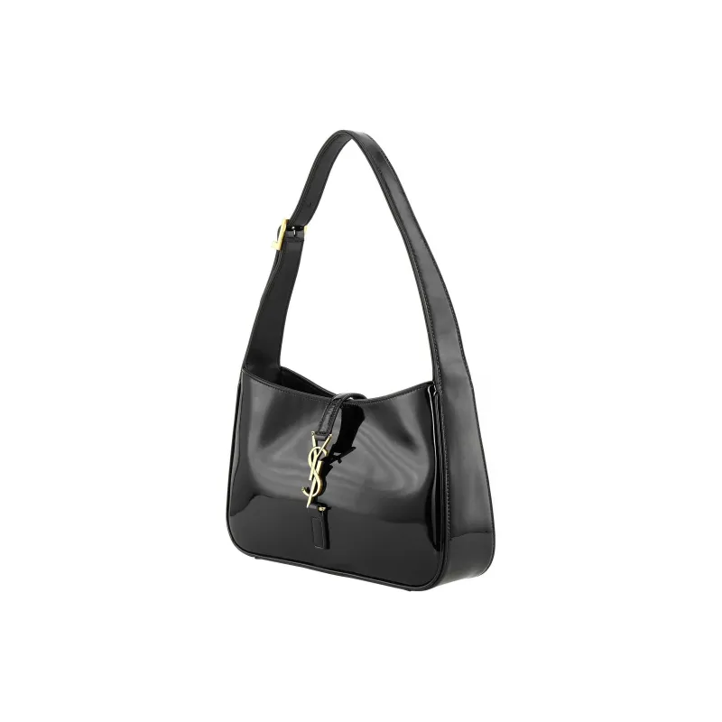 SAINT LAURENT LE5A7 Patent Leather, Cow Leather Shoulder Bag, Hobo Bag, Handbag, Shoulder Bag Women's Black-2