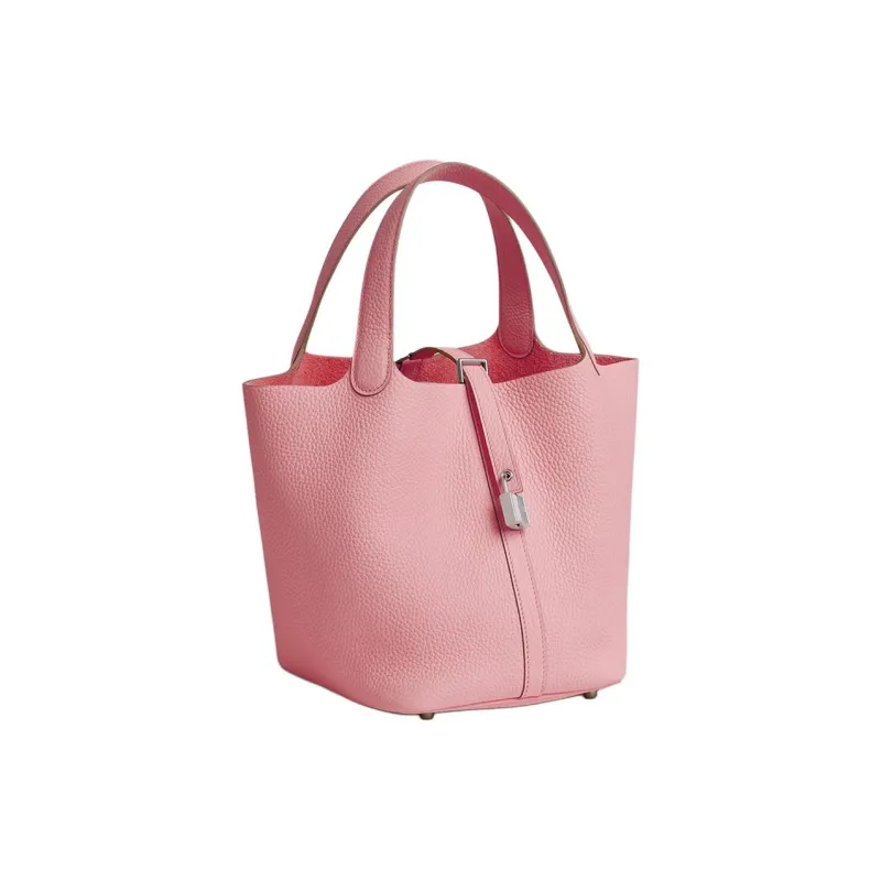 HERMES Picotin Lock Clemence Bullock Leather Basket Bag Handbag Bucket Bag Women's 3Q Rose Sakura Cherry Blossom Pink-1