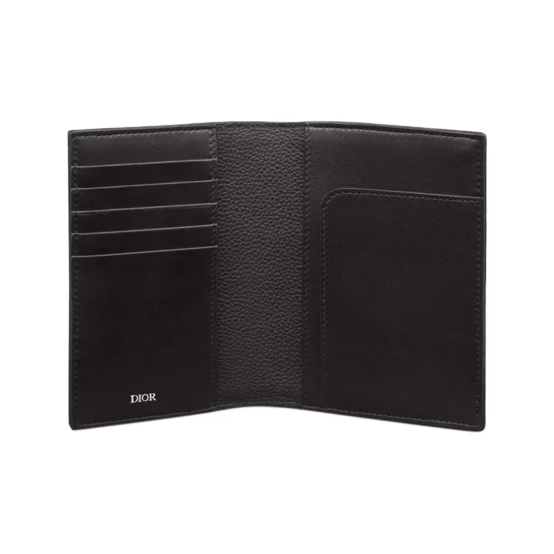 DIOR Oblique Printed Fabric Passport Holder Women's Black-3