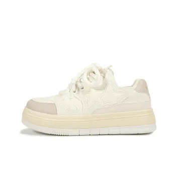 Miss Zhang Cushioned Wear Resistant Lightweight Height Increasing Low Top Skateboard Shoes Women's Greige
