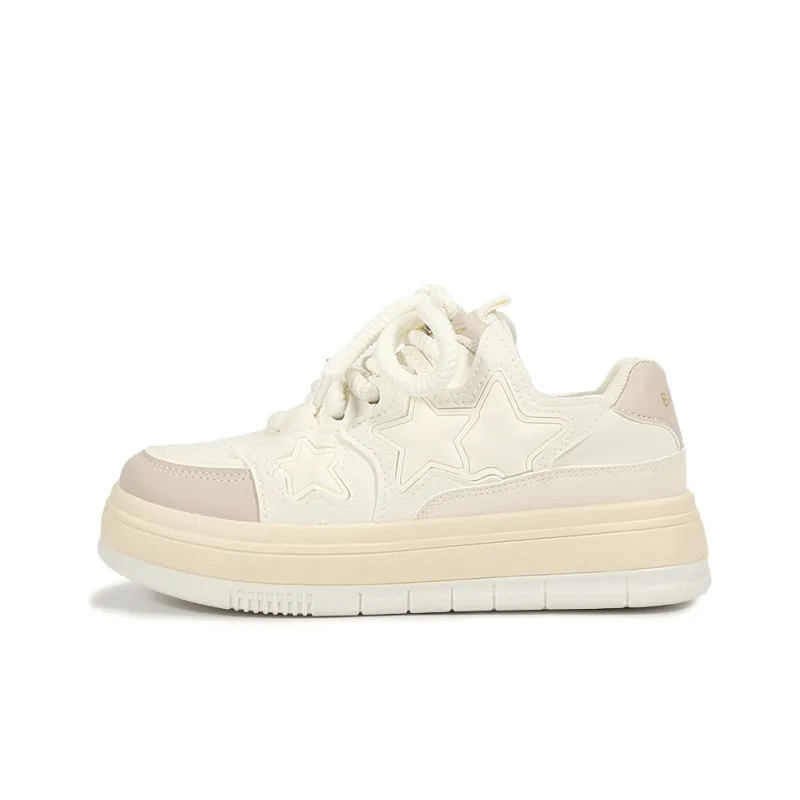 Miss Zhang Cushioned Wear-Resistant Lightweight Height Increasing Low-Top Skateboard Shoes Women's Greige-0
