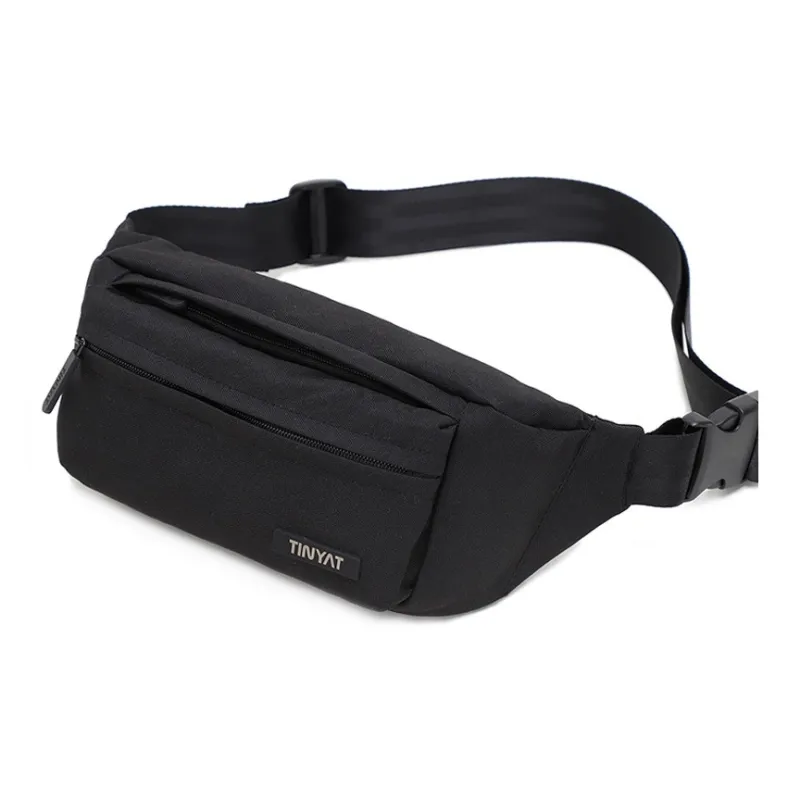 TINYAT Polyester Cell Phone Pouch Fanny Pack Crossbody Bag Medium Size Unisex Gray/Black-3