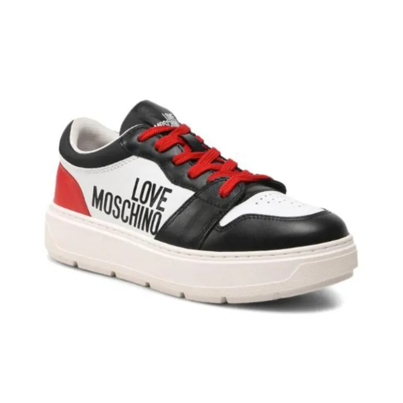 LOVE MOSCHINO Low Top Skateboard Shoes Women's Black White-1