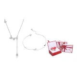 Love Letter Gift Box Alloy Butterfly Necklace + Sterling Silver Bracelet