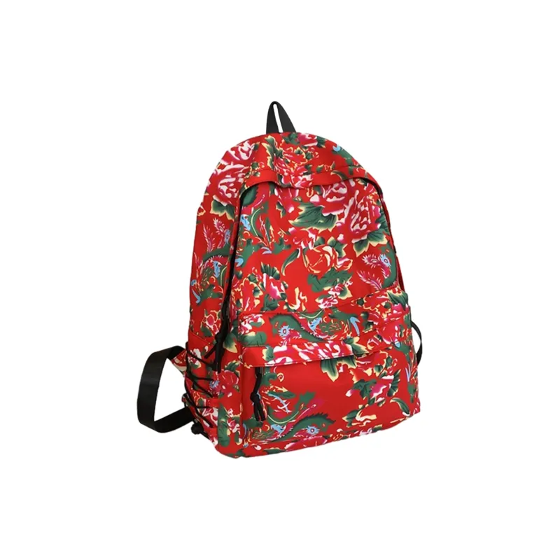 UNITE STAR Nylon Versatile Students Large Capacity Campus Backpack Regular Unisex Red/Black/Green-1