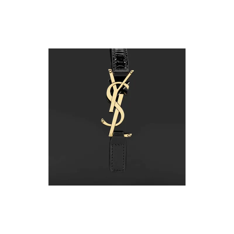 SAINT LAURENT LE5A7 Patent Leather, Cow Leather Shoulder Bag, Hobo Bag, Handbag, Shoulder Bag Women's Black-6