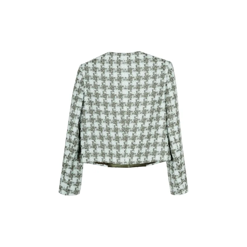 MISSSHINE Cropped Coats Women's Gray Pea Green-1