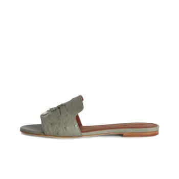Loro Piana Slide Slippers Women's Gray Green
