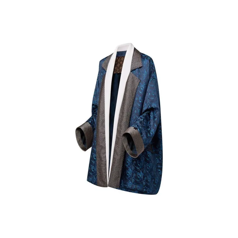 LOUIS VUITTON Embroidered Trim Abstract Jacquard Robe Jacket-2