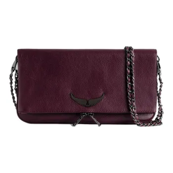 Zadig & Voltaire Cow Leather One Shoulder Crossbody Clutches Women's Burgundy