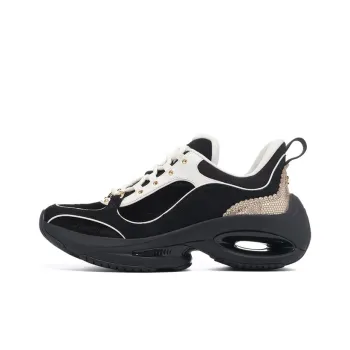 LI NING 1990 Heart Dance Cushioning Wear Resistant Low Top Casual Shoes Women's Black Shallow Gold