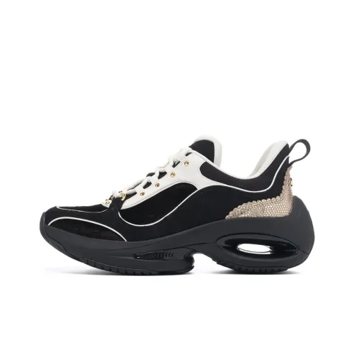 LI-NING 1990 Heart Dance Casual Shoes Women's Low-Top Black/Light Gold/Beige