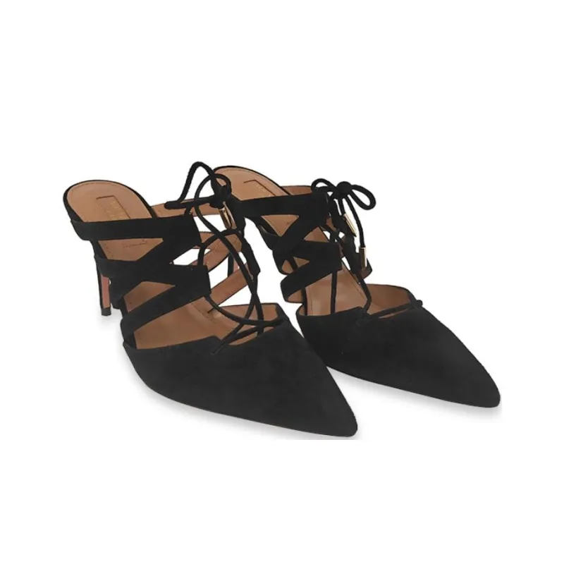 AQUAZZURA Wrap-toe Slippers Women's Black-1