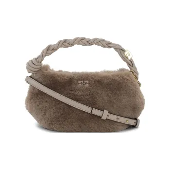 GANNI Recycled Polyester Shoulder Bag, Crossbody Bag, Handbag Mini Women's Oyster Gray