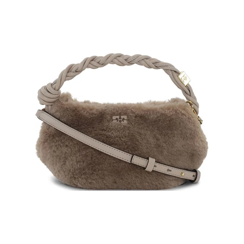 GANNI Recycled Polyester Shoulder Bag, Crossbody Bag, Handbag Mini Women's Oyster Gray-0