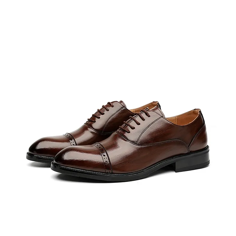 GZZ Dress Shoes Men Low Top Black/Brown-14