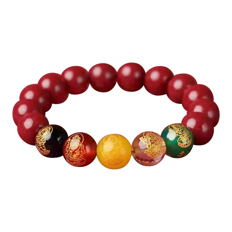 Linguanying Reconstructed Cinnabar Jade Bracelets Unisex-4