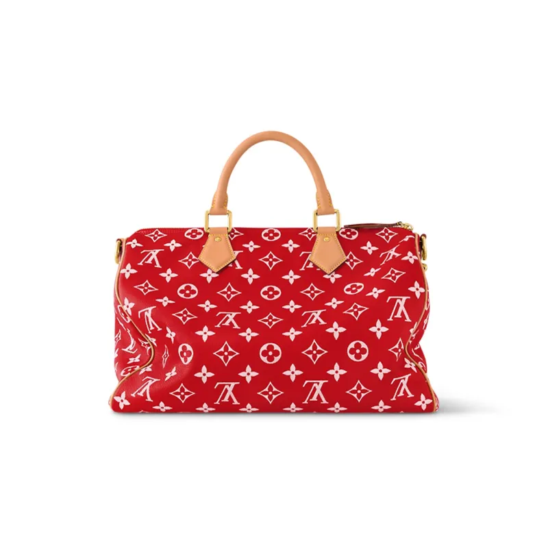 LOUIS VUITTON Speedy P9 Bandoulière 40 Monogram Leather Red-2