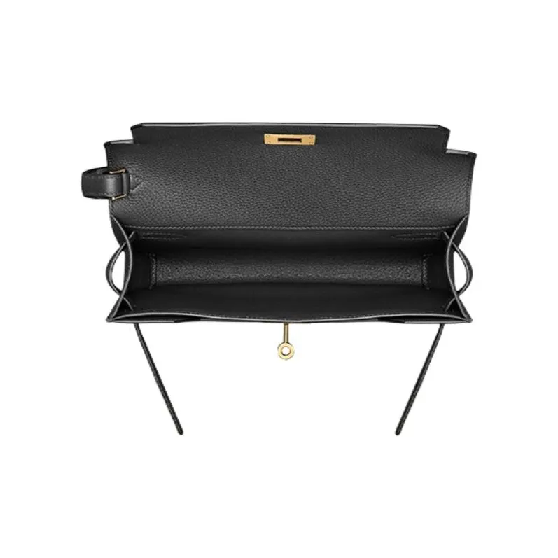 HERMES Kelly Depeches Togo Calfskin Clutch Men's 89 Noir Black-2