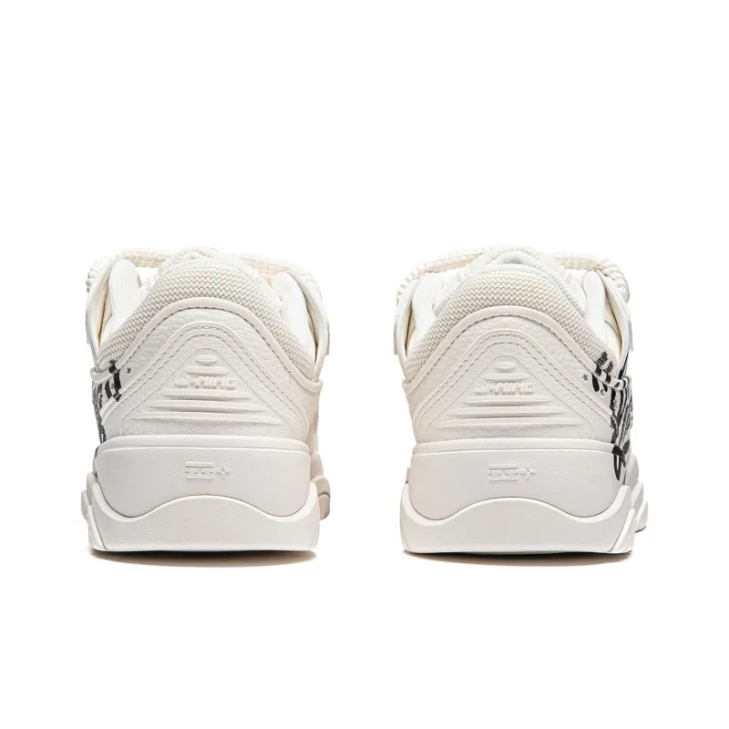 LiNing Zhi Cheng 2.0 Cushioning Breathable Height Increasing Low Top Skateboard Shoes Women's Mist White-4