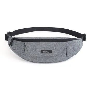 TINYAT Polyester Fanny Pack With Cell Phone Pouch And Crossbody Bag Small Size Unisex Blue/Gray