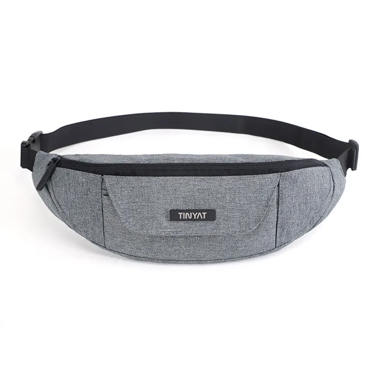 TINYAT Polyester Fanny Pack With Cell Phone Pouch And Crossbody Bag Small Size Unisex Blue/Gray-0