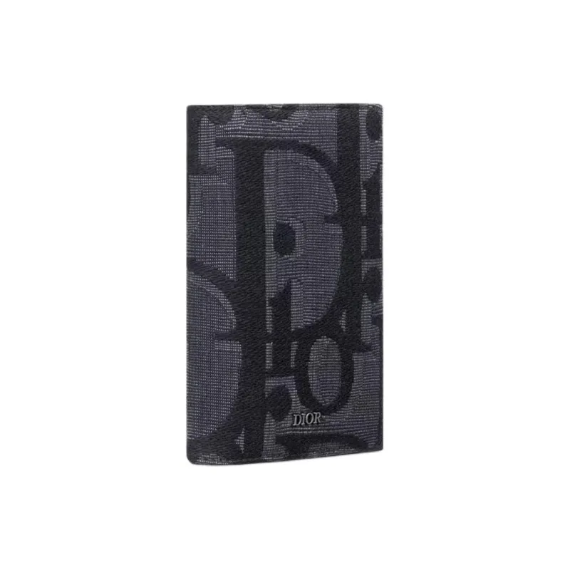 DIOR Oblique Printed Fabric Passport Holder Women's Black-1