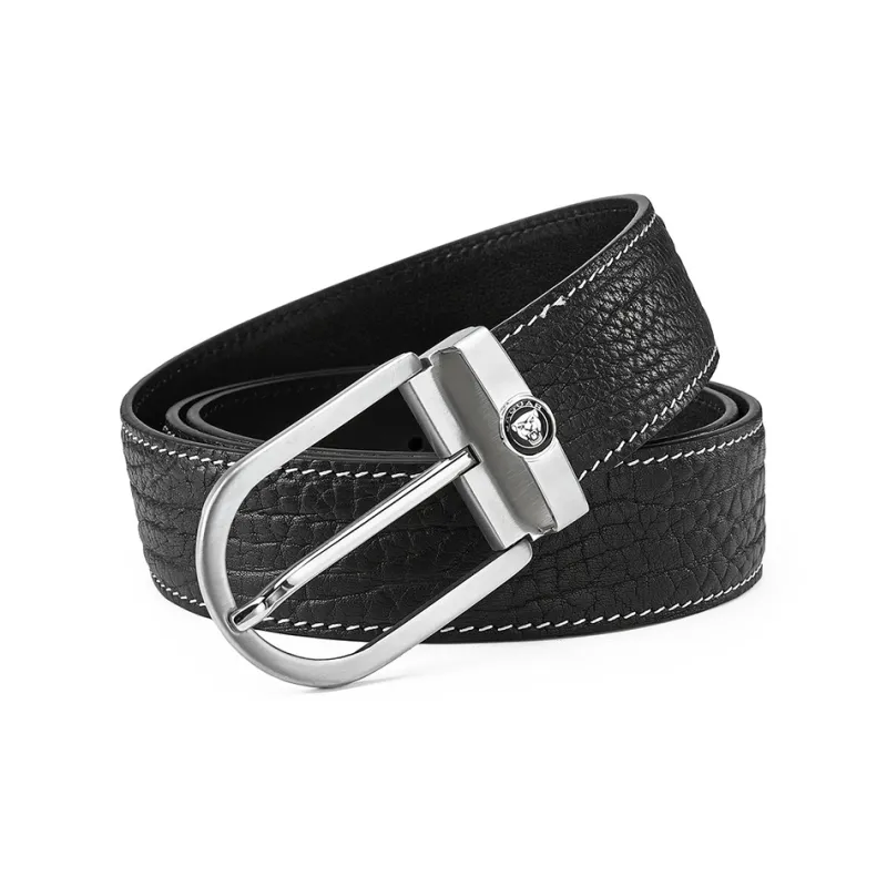 JAGUAR Fashion High Quality Wild Buffalo Leather Thimble Buckle Leather Belts Men's Width 3.4cm-1