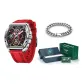 J9073J3 Silver Case with Red Silicone Strap[Cuban Bracelet+Dark Shadow Box]