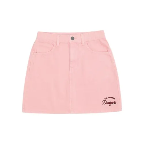 MLB Los Angeles Dodgers Denim Short Skirts Women's Peach Pink